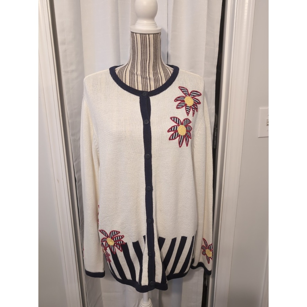 Vintage Bechamel Women's 1X Embroidered‎ Cardigan Cottagecore